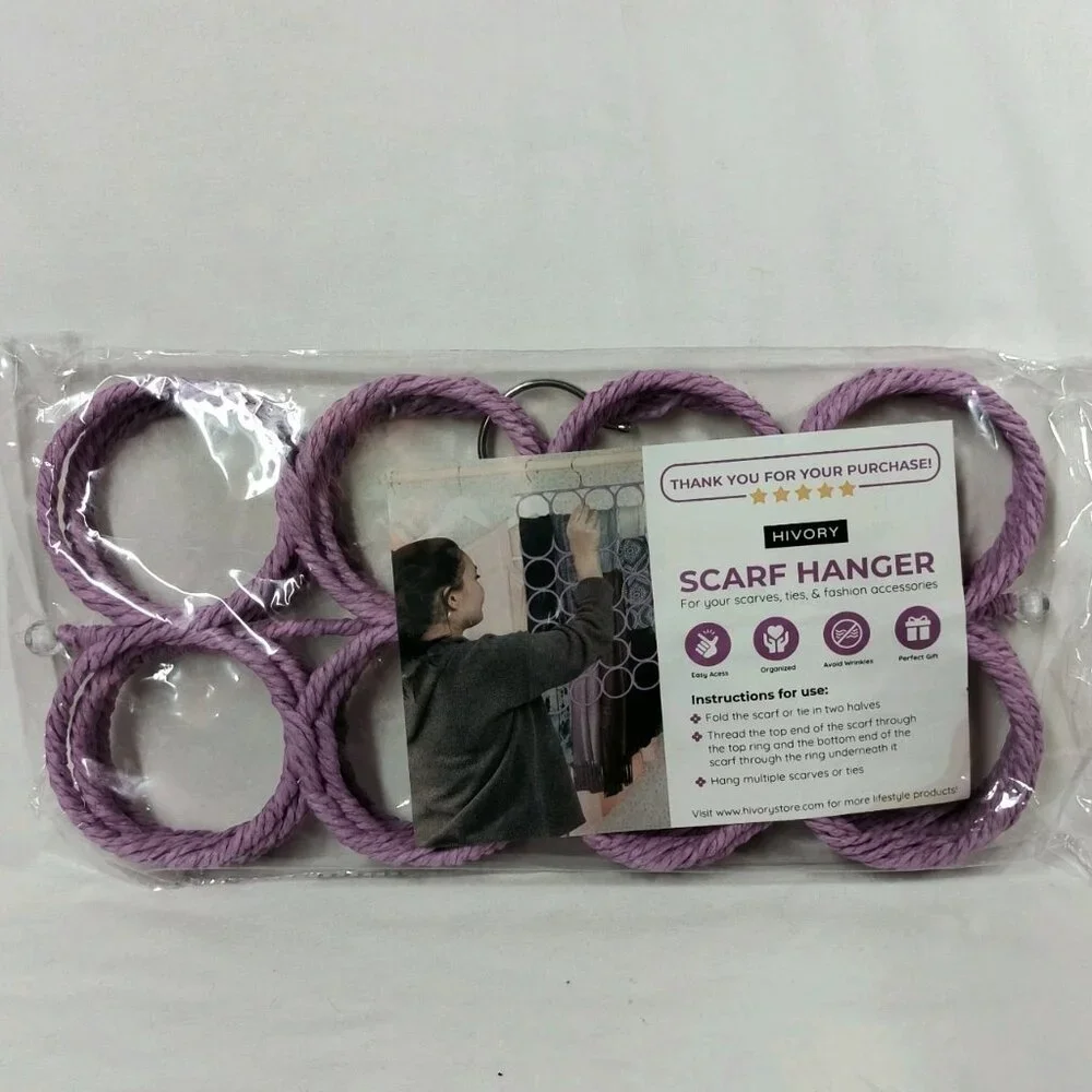 TWO - Scarf Hanger Holder Organizer Closet Space Saver Purple and Black